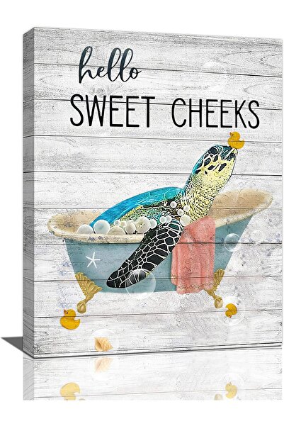 Emoda home Trove لوحة فنية جدارية من قماش ALAYRA SweetFox بتصميم سلحفاة بحرية مقاس 30×40 سم مؤطرة للحمام والمنزل