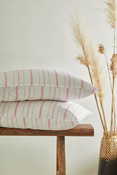 Ricco Lifes Ριγέ Μαξιλαροθήκη Σομόν 2 τεμαχίων (50x70)