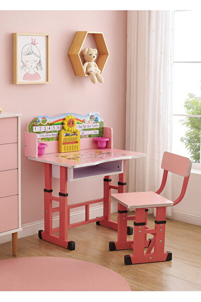 MARINO طاولة دراسة وكرسي ومكتب تعليمي للأطفال بارتفاع قابل للتعديل، مناسب للأ...