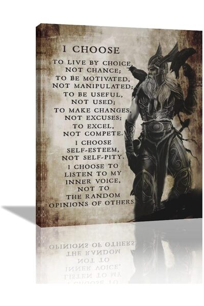 Emoda home Trove لوحة فنية جدارية من قماش ALAYRA بتصميم محارب الفايكنج 30×40 سم "أختار أن أعيش باختياري"