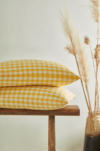 Ricco Lifes Жовта подушка з каретками, 2 штуки (50x70)