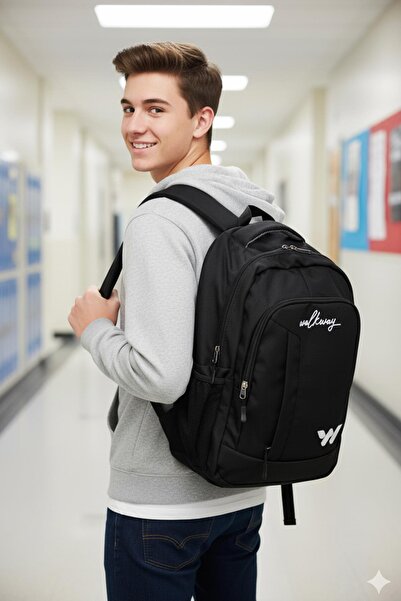 WALKWAY Kupra Backpack Black-White Unisex School Bag
