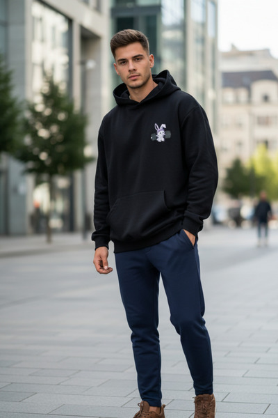 UNCİA OUTDOORS Унисекс суитшърт с качулка и халтер врат, Rabbit Basic, свобод...