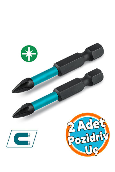 NZB Mıknatıslı Bits Pz2 50 mm Vida Sökme 5 Cm Yıldız Matkap Vidalama Ucu S2 Ç...