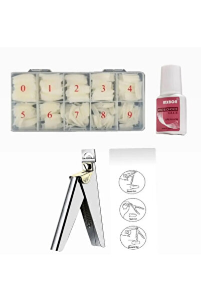 Anıl Gel Polish Protez Tırnak 500’lü Kemik Tips+ Tips Metal Makası+ Mx bon ya...