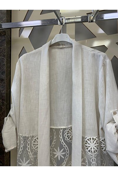 günay boutıque Fisto Detailed Linen Jacket -Beige