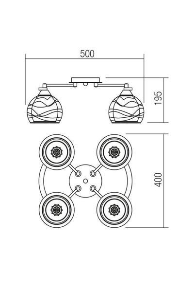 SMARTER Ceiling lamp, metal structure, with chrome details, 4 sources with E27 socket, 42W, white and chrome