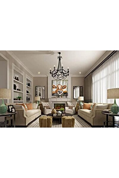 Emoda home Trove ALAYRA Large Rustic Farmhouse Canvas Wall Art Bull Head 30x40 cm for Living Room & Bedroom