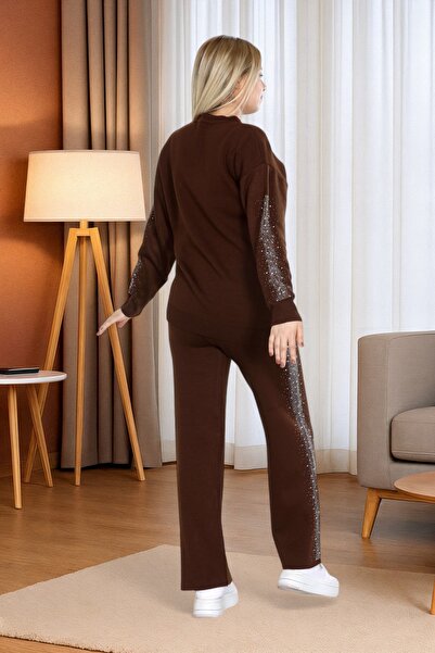 Sena Women's Knitwear Set with Side Stone Detail