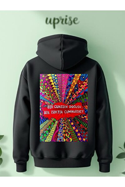 Vordevia 29 octombrie Atatürk cu imprimeu Bumbac 3 fire O supradimensionat Ha...