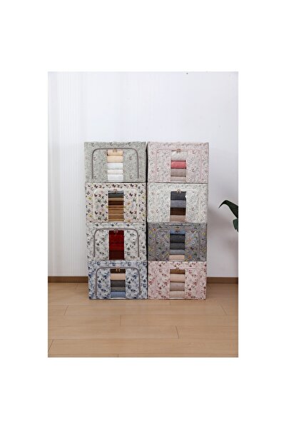 Flippy Storage Box, Flippy, 66L, Textile, 50 x 40 x 33 cm, for Clothes and Underwear, Spring Flowers, Pink