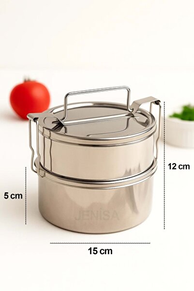 Jenisa Lunchbox Stainless Steel Lunch Box - 2-Compartment Lockable Meal Container, Ideal for School & Work No:2