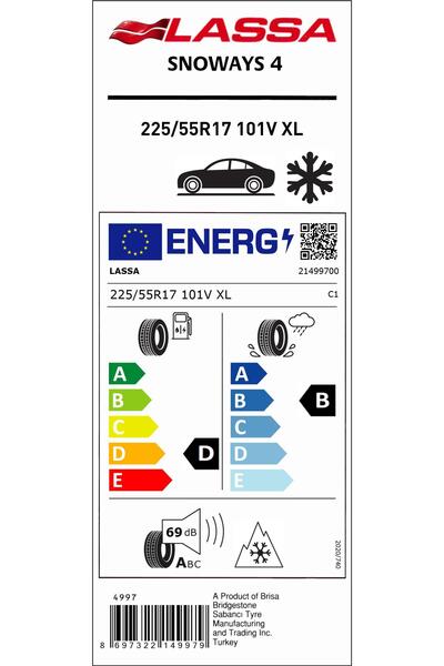 Lassa 225/55R17 101V XL M+S SFM SNOWAYS 4 OTO KIŞ LASTİĞİ (ÜRETİM YILI:2025)