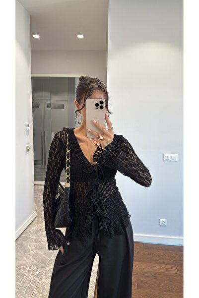 sinemkivanc co BAĞLAMA DETAYLI DOKULU BLUZ