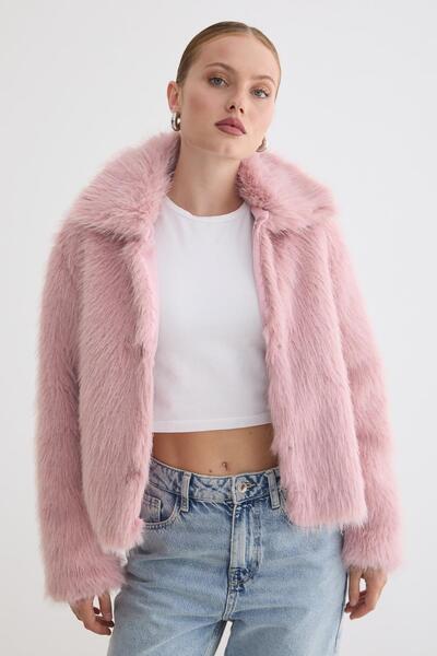 LEVURE Kadın Agraf Kapamalı Astarlı Kürk PUDRA