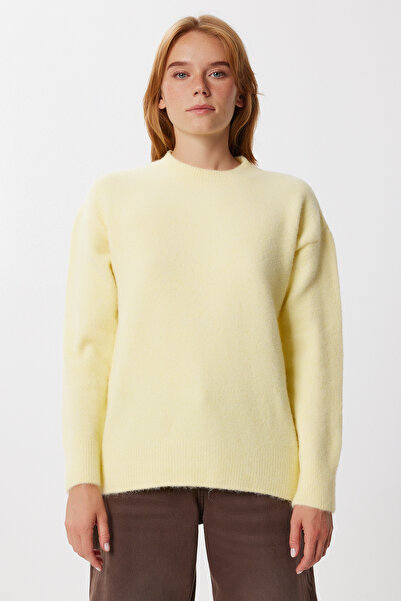 Happiness İstanbul Women's Anthracite Basic Wool Sweater Ki̇00168