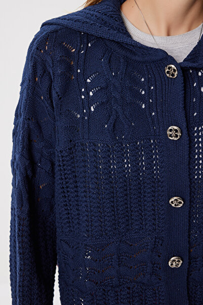 Happiness İstanbul Women's Beige Contrast Stripe Knitwear Cardigan Mx00267