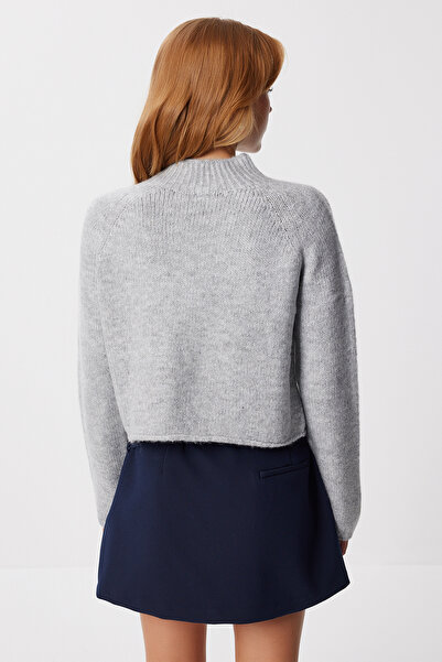 Happiness İstanbul Women's Burgundy Basic Crop Knitwear Sweater Mx00266