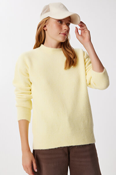 Happiness İstanbul Women's Anthracite Basic Wool Sweater Ki̇00168