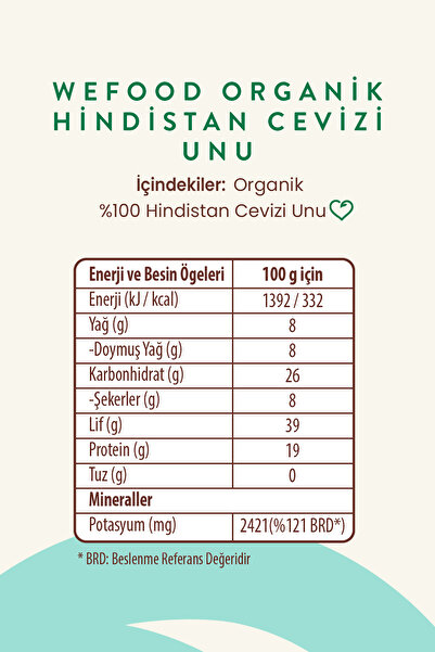 Wefood Organik Glütensiz Hindistan Cevizi Unu 320 Gr (organik Sertifikalı)