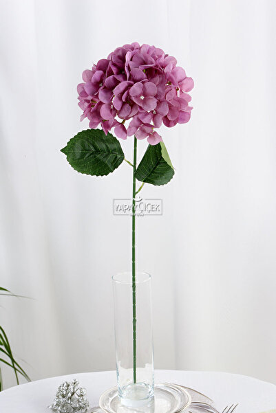 Yapay Çiçek Deposu Yapay Koca Kafa Ortanca Dalı 60 cm Gül Kurusu