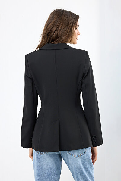 Trendyol Collection Μαύρο εφαρμοστό/στενό υφαντό μπλέιζερ TWOAW26BC00000