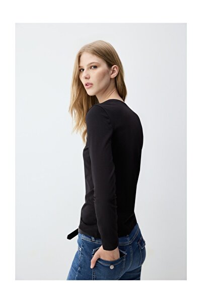 LEFTIES Γυναικείο μπλουζάκι με μακριά μανίκια και στρογγυλή λαιμόκοψη