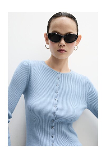 LEFTIES Cardigan cu gât rotund cu nervuri pentru femei