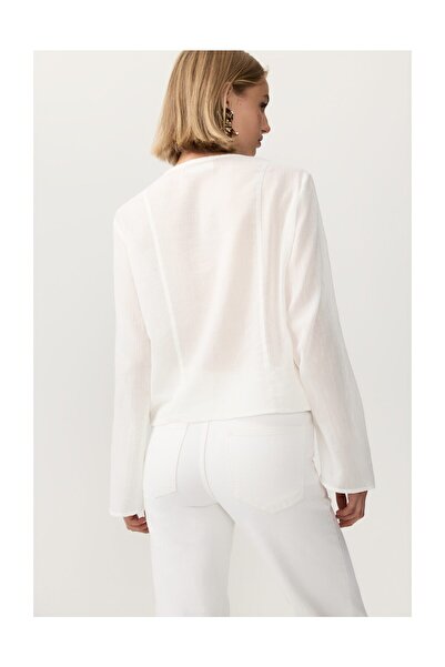 LEFTIES Woman's Embroidered Semi-Sheer Shirt