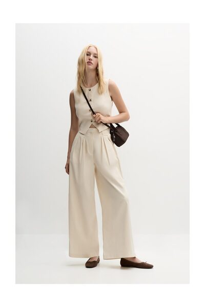 LEFTIES Wide-Leg Pleated Pants