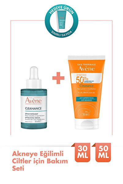 Avene Cleanance AHA Serum 30ml + SPF 50 Güneş Kremi 50ml Akne ve Yağlı Ciltle...