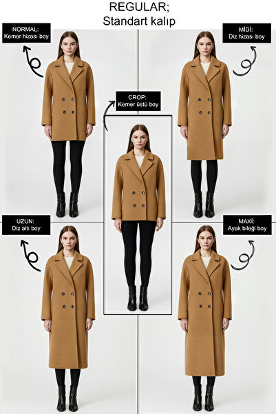 Trendyol Collection Dlouhý kabát s černým vzorem rybí kosti TWOAW23KB00149