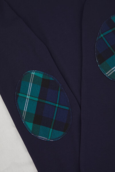 Trendyol Collection Синій Regular Крій Картатий/Клітинка Рукав Патч Деталі Кишеня Трикотажний Піжамний Комплект TMNAW26PT00020