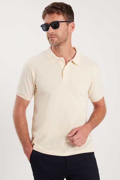 Tudors Men's Slim Fit Slim Fit Cotton Soft Textured Cool Fabric Plain Pique Green Polo Neck T-Shirt