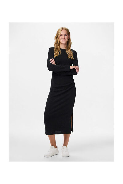 PIECES Pcjina Ls Boatneck Midi Dress Jrs Pwp Bc