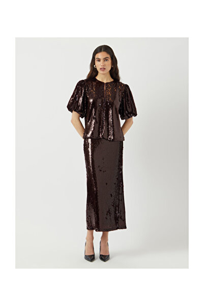 YAS. YASROYALINA 2/4 PAILLETTESZÍNŰ TOP - SHOW