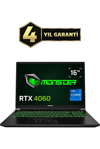 MONSTER Tulpar T6 V3.1.2 Intel Core i7 13700HX 32 GB RAM 1 TB SSD 8 GB  RTX 4060 FreeDOS 16" FHD+ 165 Hz