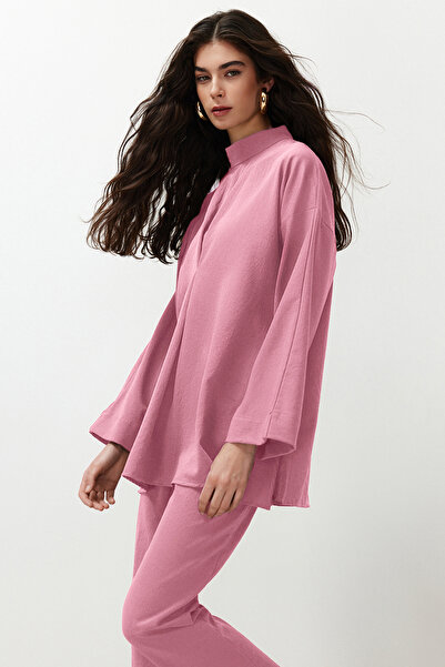 Trendyol Modest Lilac Collar Detailed Woven Bottom Top Suit Tctss24Us00055
