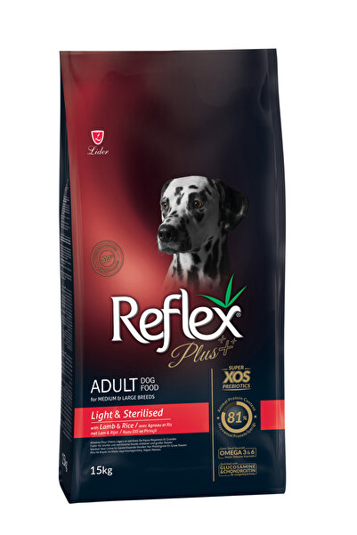 Reflex Plus Orta & Büyük Irklar için Kuzu Etli ve Pirinçli Kısırlaştırılmış Yetişkin Köpek Maması 15 kg