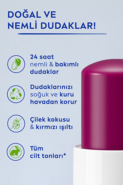 NIVEA Böğürtlen Renkli Nemlendirici Dudak Bakım Kremi ve Kadın Sprey Deodorant Black&White Clear 150ml
