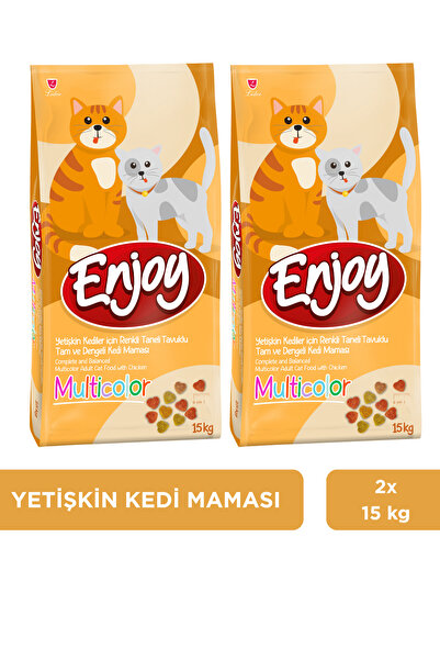 Enjoy Multicolor Yetişkin Kediler için Renkli Taneli Tavuklu Tam ve Dengeli K...