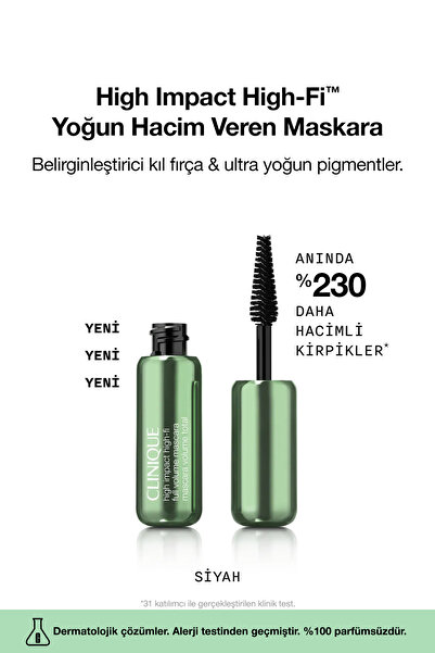 Clinique Mini High-Fi™ Yoğun Hacim Veren Maskara - Ultra Siyah 4ml | Hindistan Cevizi, Argan Yağı