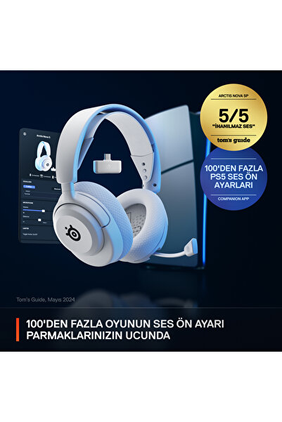 SteelSeries Arctis Nova 5P Wireless ve Bluetooth PS ve PC Kablosuz Oyuncu Kulaklığı - Beyaz