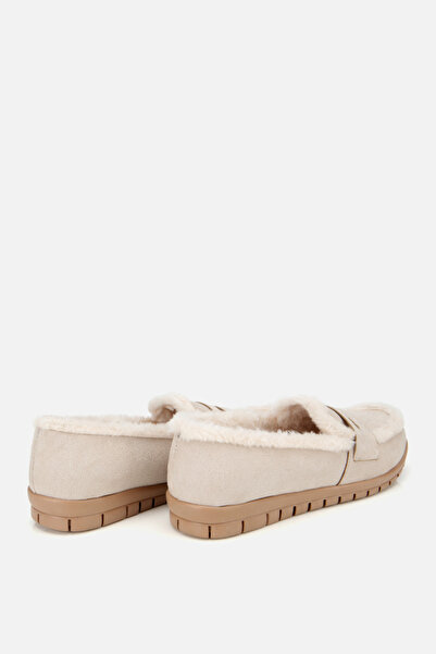 Yaya by Hotiç Жіночі бежеві м'які лофери з хутром