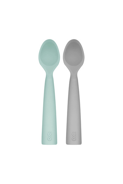 OiOi 2-Pack Nam Nam Food Spoon River Green / Powder Gray