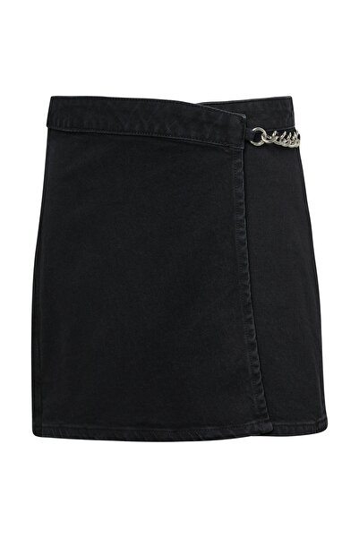 QS by s.Oliver Skort, hoher Bund, kurz, Knopf, Reißverschluss, Denim, gewebter Stoff, lässig, Party, Gesäßtasche