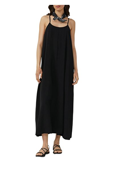 QS by s.Oliver Μακρύ φόρεμα από μείγμα βισκόζης, twill, πλύσιμο ρούχων, στρογγυλή λαιμόκοψη, casual, θηλυκό