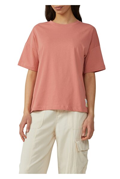 QS by s.Oliver Loose fit t-shirt with palm tree patch at the hem, jersey fabric, cotton, round neck, logo print, slight.