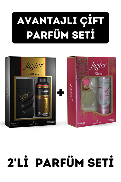 Jagler Classic Avantajlı Çift Parfüm Seti ( Parfüm 60 ml (K) + 90 ml (E) + ( 2 Adet Deodorant 150 ml )