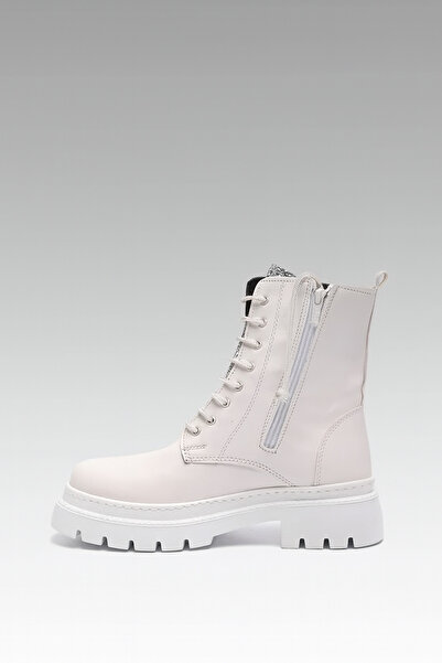 Beyond Γυναικείες Λευκές Δερμάτινες Μπότες Beatrice Stone 4cm Byndbtr01